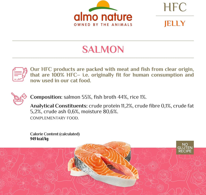 Almo Nature HFC Jelly Katzenfutter nass - Lachs 24er Pack (24 x 70g) Lachs 70 g (24er Pack), Lachs 7
