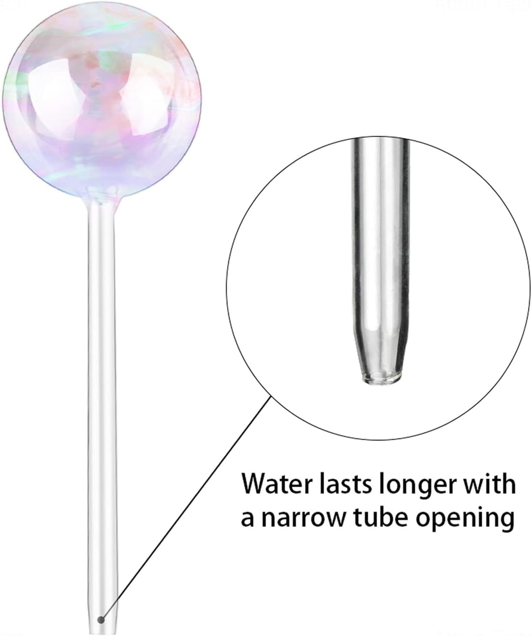 [4 Stück] Licht schillernder Regenbogen-Farbverlauf Farbe Klarglas Selbstbewässerung System Spikes,