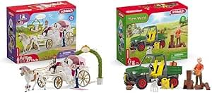 SCHLEICH 42641 Hochzeitskutsche, ab 5 Jahren, Horse Club - Spielset, 106 Teile & 42659 Waldbauer mit