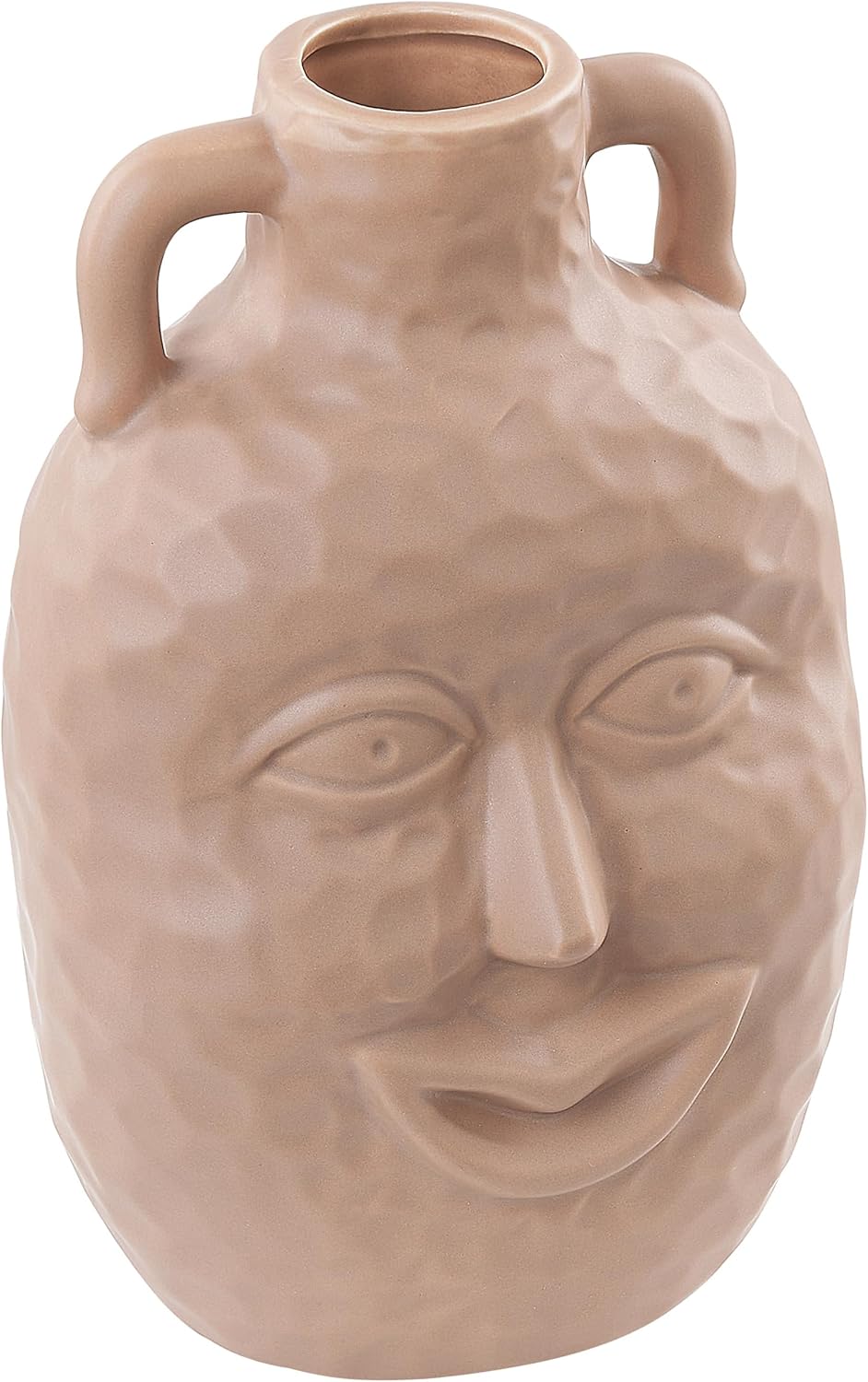 Dekorative Keramik Vase mit Gesichtsmotiv 26 cm Beige Veria