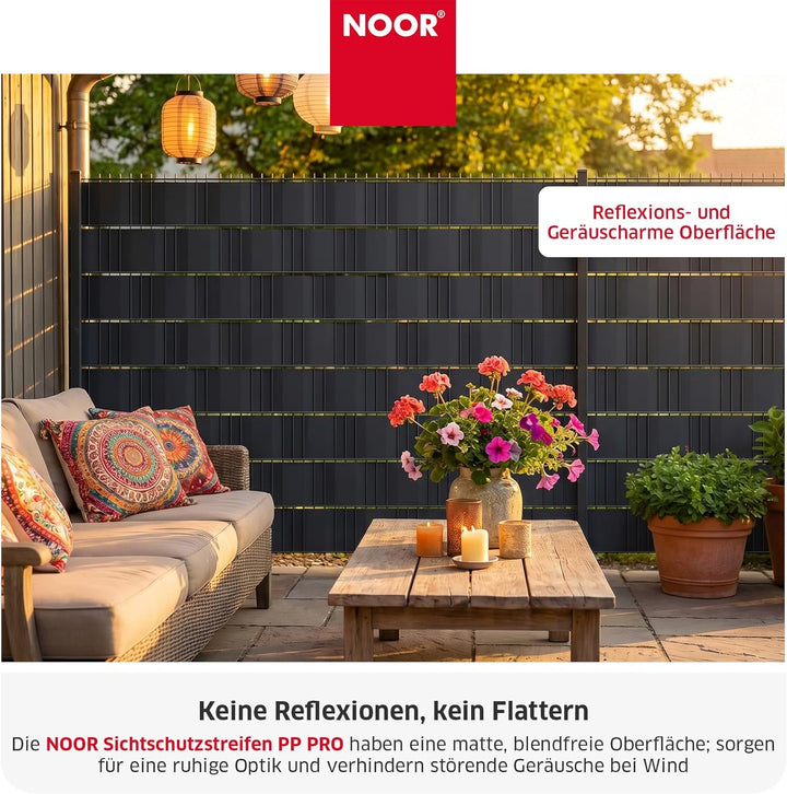 NOOR Zaunblende PP PRO 650 g/m2 Anthrazitgrau I 0,19 x 35 m I Der ideale Sichtschutz für Ihren Doppe