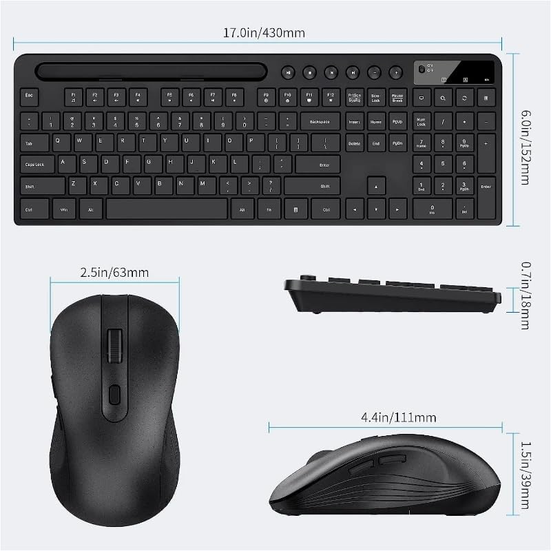 MARVO Kabelloses Tastatur und Maus Set, 2.4G Wireless, Englisches QWERTY-Layout, Ergonomisch, mit Sm