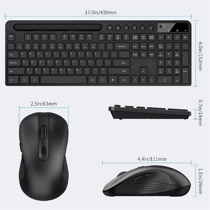 MARVO Kabelloses Tastatur und Maus Set, 2.4G Wireless, Englisches QWERTY-Layout, Ergonomisch, mit Sm