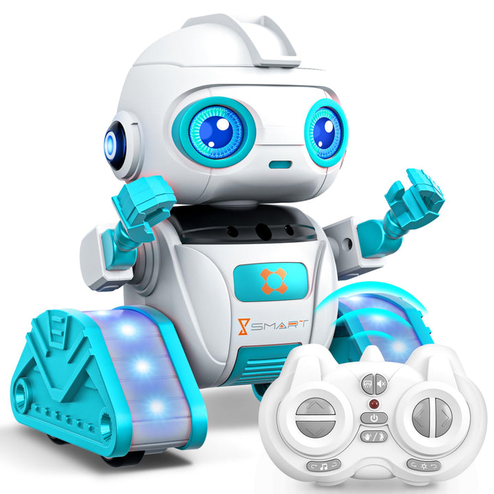 Roboter Kinder Spielzeug - Wiederaufladbar und Projizierbar - RC-Roboter mit LED-Augen und Musik - R