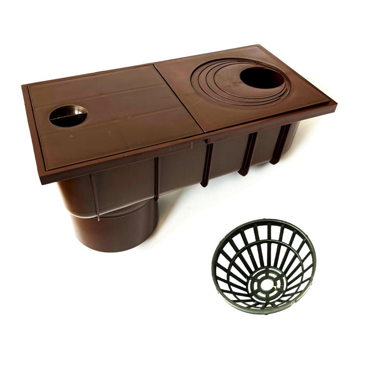 Regenrohrablauf DN110 Regensinkkasten Regenwasserablauf von 50mm bis 110mm mit Sieb Braun Dachrinnen