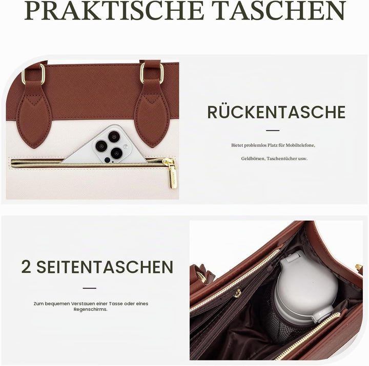 LOVEVOOK Laptoptasche Damen 15,6 Zoll, Gross Arbeitstasche Handtasche Schultertasche Wasserdicht PU
