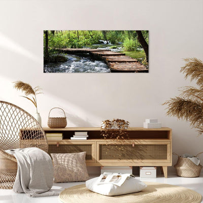 Wandbilder Dekoration Wohnzimmer Park natur grün bäume Panorama Bilder auf Leinwand 120x50cm Leinwan