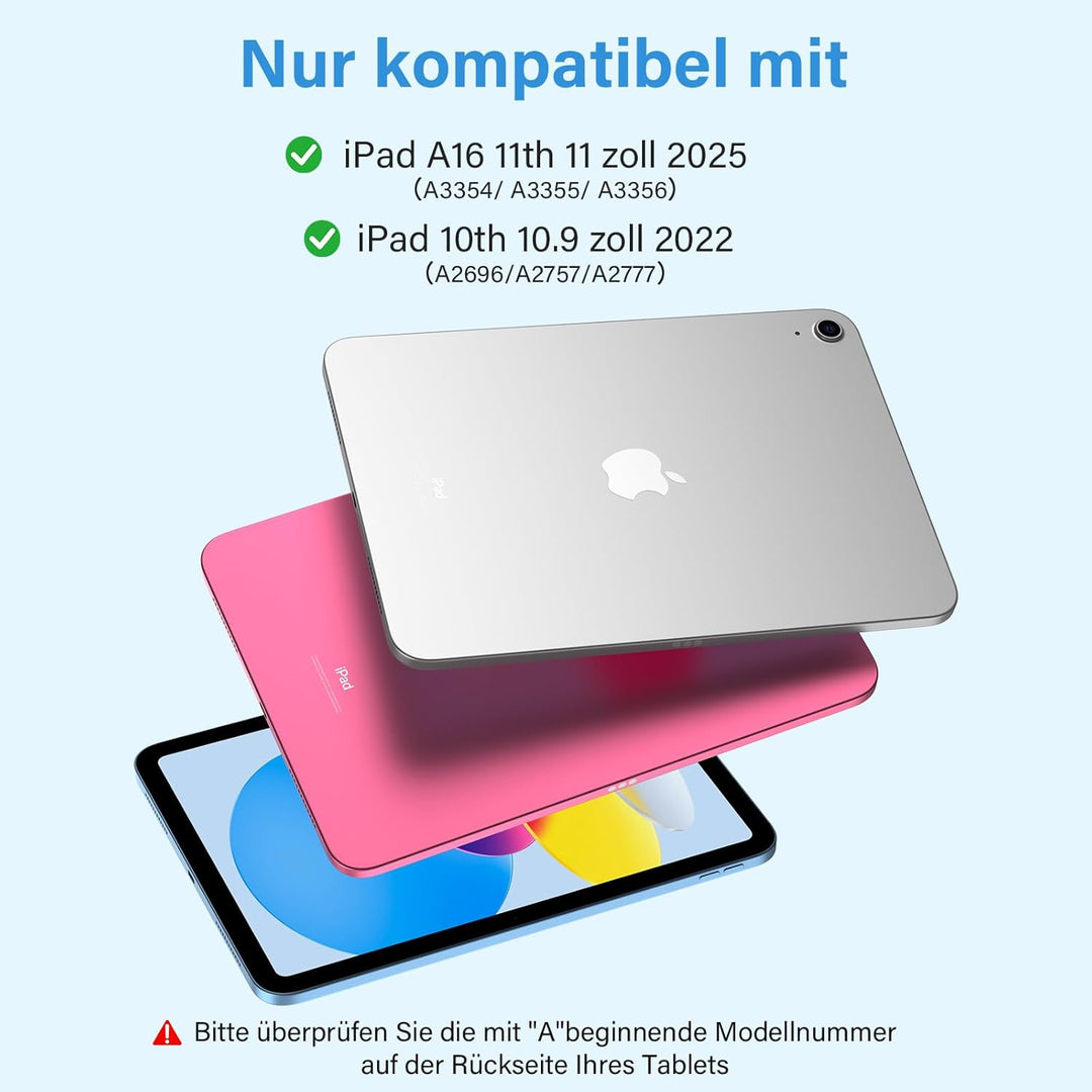 CC Store Hülle mit Tastatur für iPad A16 11 Generation 2025/10 Generation 2022 (11/10.9 Zoll), Magne