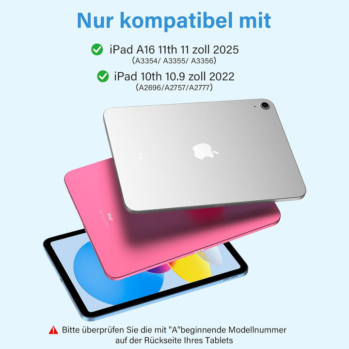 CC Store Hülle mit Tastatur für iPad A16 11 Generation 2025/10 Generation 2022 (11/10.9 Zoll), Magne