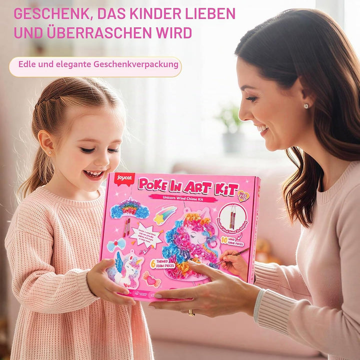 JoyCat Poke Art Basteln Kinder, Einhorn-Windspiel, Bastelset Kinder ab 3 Jahre, DIY Bastelset mit 6