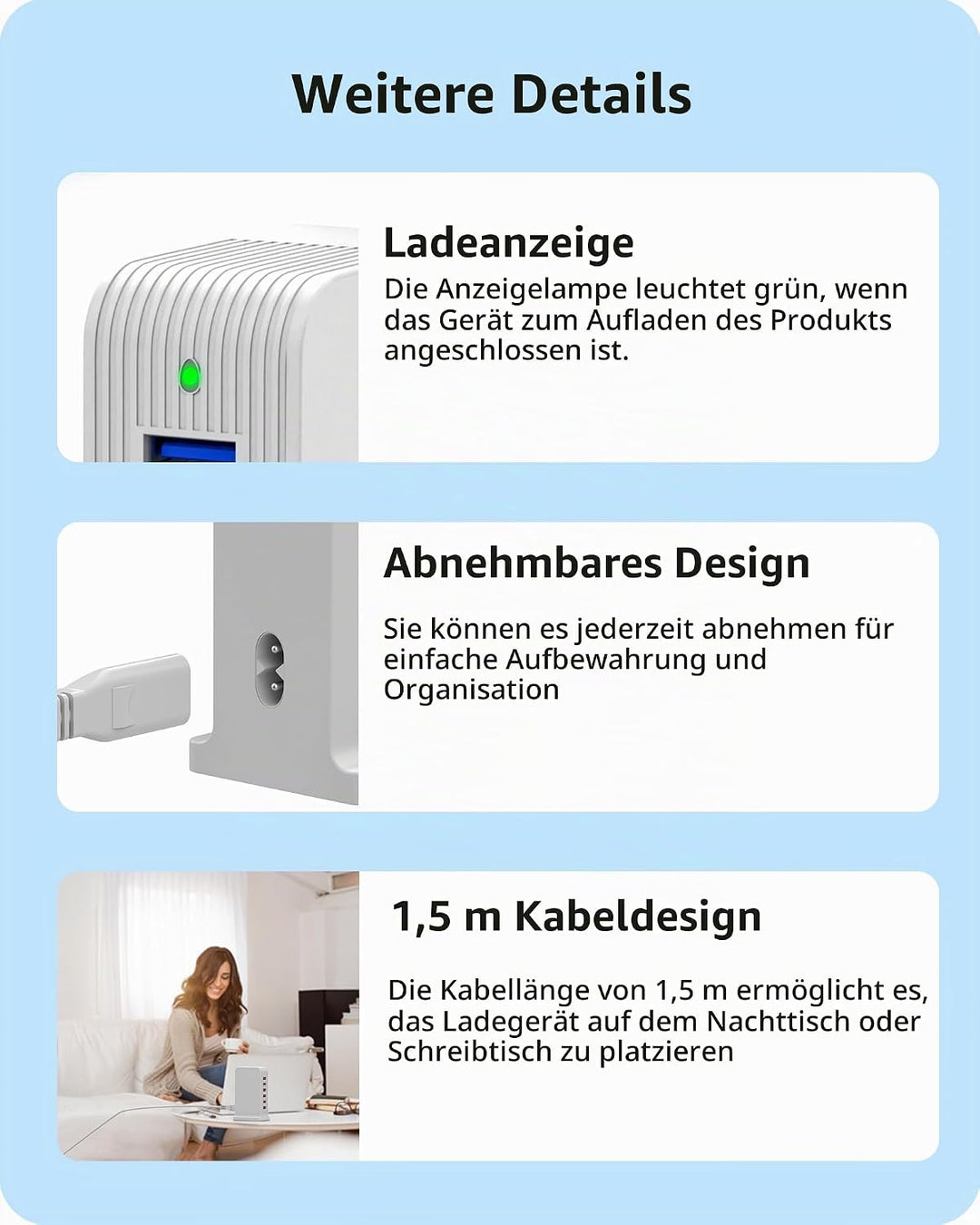 POANES 50W USB Ladegerät Mehrfach 6 Port USB Netzteile Handy Ladestation Weiss Steckdose für iPhone