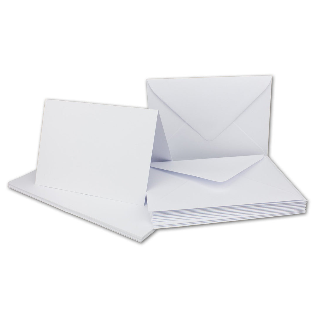 100 Doppelkarten Set mit Umschlag DIN A6 Weiss - 14,8 x 21,0 cm offen - 240 g/m² - passende Briefums