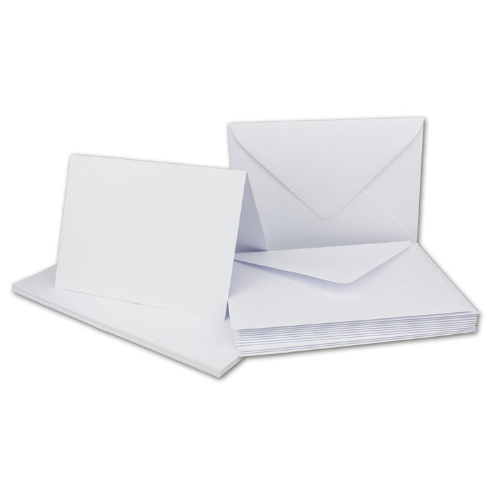 100 Doppelkarten Set mit Umschlag DIN A6 Weiss - 14,8 x 21,0 cm offen - 240 g/m² - passende Briefums