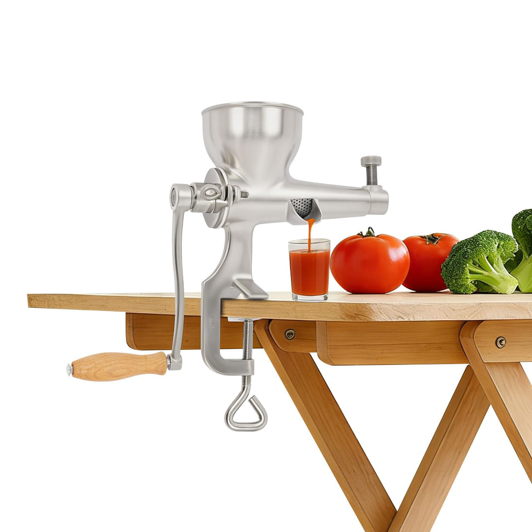 Weizengras Entsafter, Manuelle Saftpresse aus Edelstahl 304 mit Holzgriff, robuste Hand-Entsafter Sa