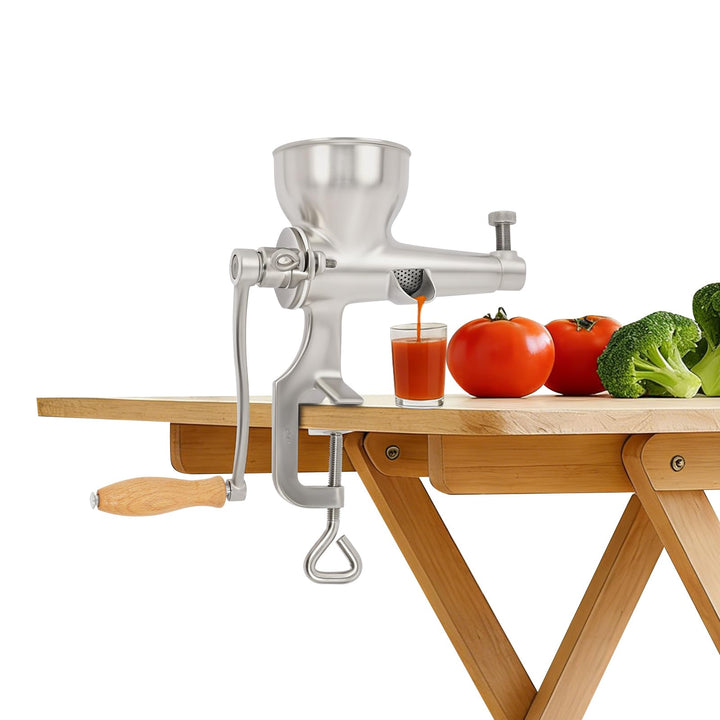 Weizengras Entsafter, Manuelle Saftpresse aus Edelstahl 304 mit Holzgriff, robuste Hand-Entsafter Sa