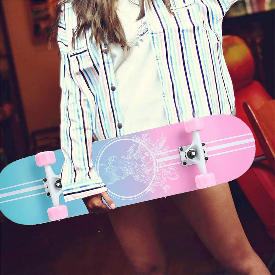 Skateboard, 31 x 8 Zoll komplettes Skateboard,8-lagiges Ahornholz, ABEC-11 Kugellager und 95A Rollen