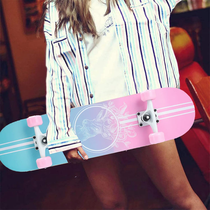 Skateboard, 31 x 8 Zoll komplettes Skateboard,8-lagiges Ahornholz, ABEC-11 Kugellager und 95A Rollen