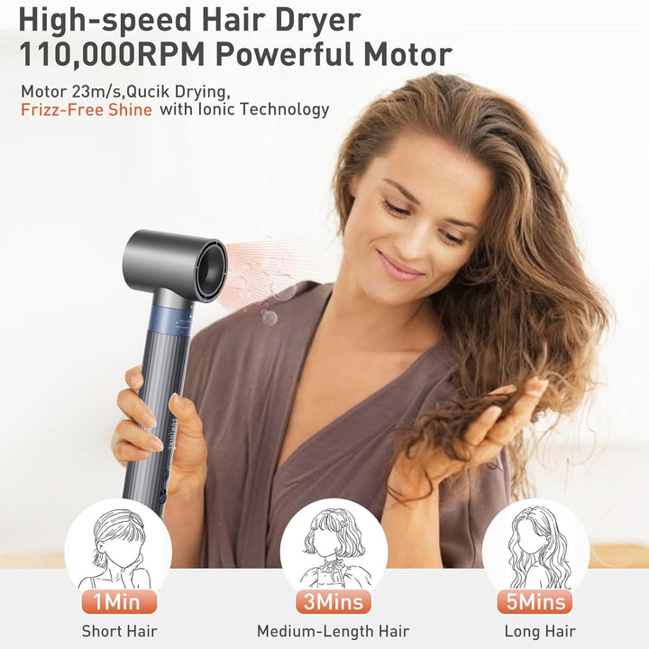 TANSHINE 5 in 1 Hairstyler Auto Air Styler Set,110,000 RPM High Speed Ionic Haartrockner Haarstyler