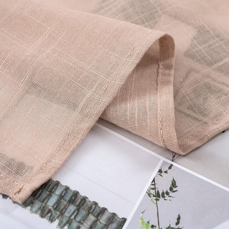 MIULEE 2er Set Voile Vorhang Sheer Leinenvorhang mit Ösen Transparente Leinen Optik Gardine Ösenscha