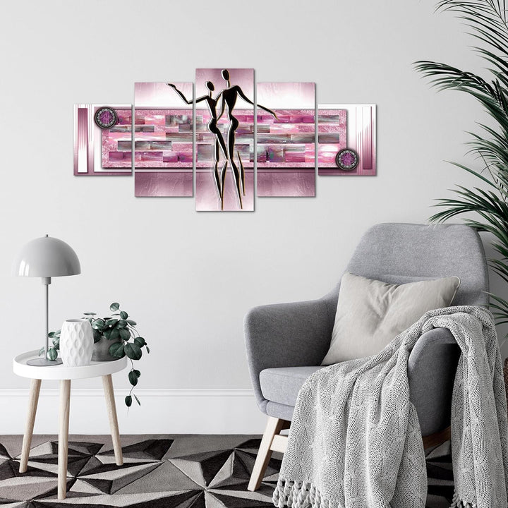 Runa Art Wandbilder Abstrakt Figuren 5 Teilig Bild auf Vlies Leinwand Deko Wohnzimmer Schlafzimmer L