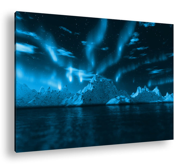 deyoli atemberaubender Polarlichter Format 60x40 Effekt: Monocrome Blau als Leinwandbild, Motiv fert