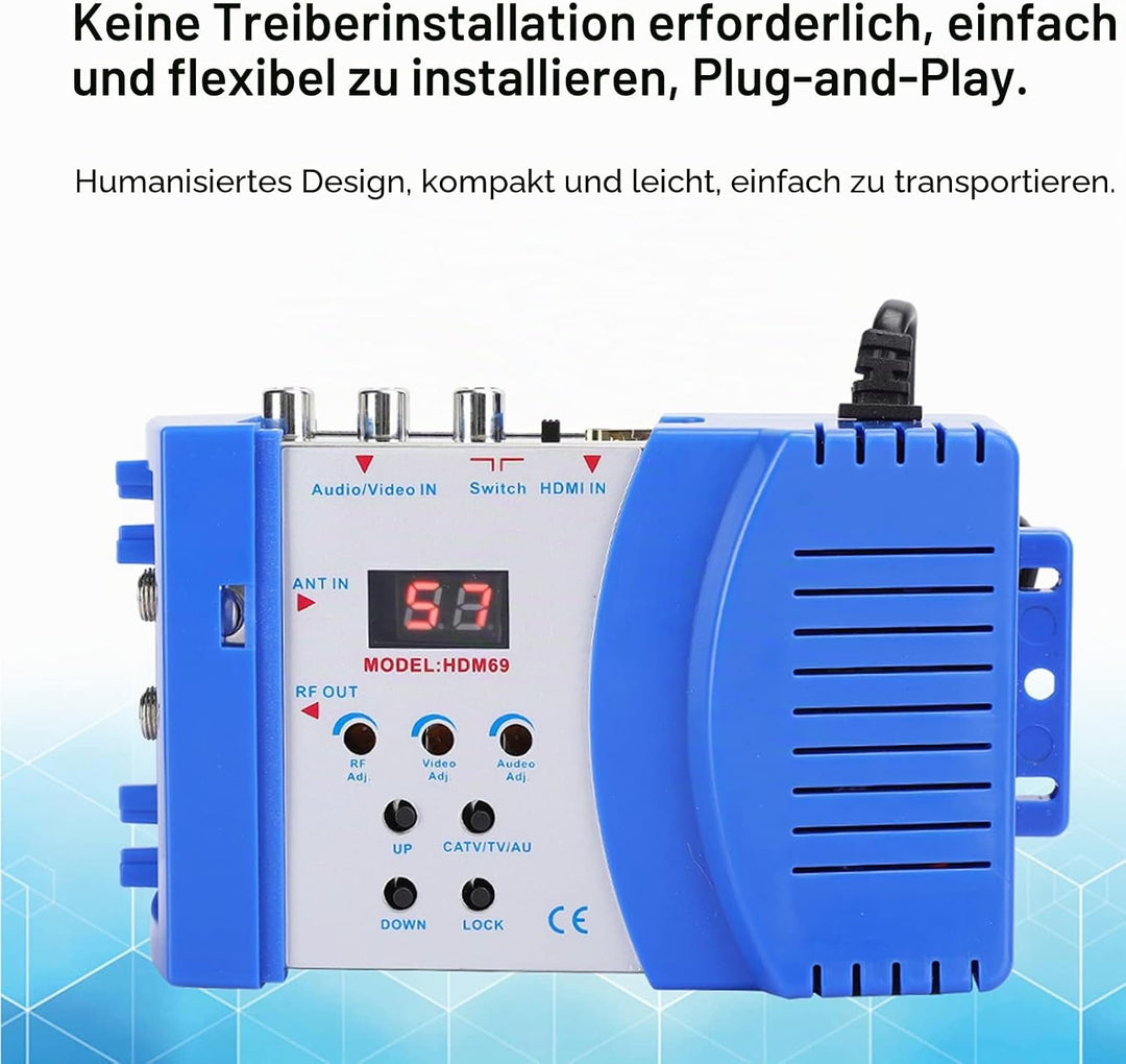 1080P Digital RF HDMI Modulator, HDM69 Digital Modulator AV Converter to VHF UHF PAL Standard Handhe