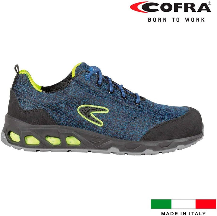 Cofra 73082-003.W43 REUSED S1 P SRC Sicherheitsschuhe, Blau/Gelb Fluoreszierend, Grösse 43