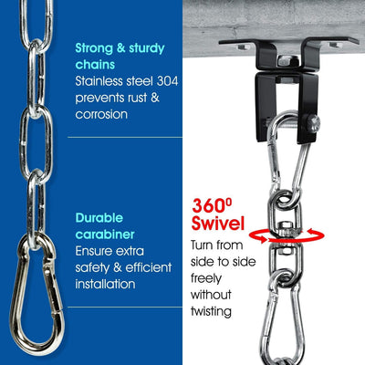 Yes4All Premium 4-Punkt Stahlkette für Boxsäcke und Deckenhaken Aufhängung - 360° Rotation - Boxsack