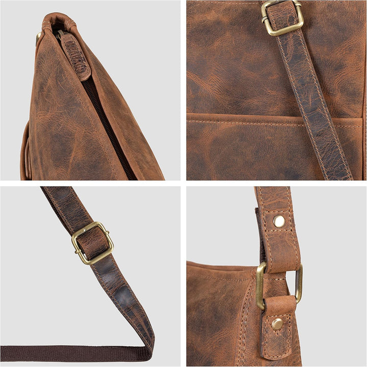 LEABAGS Leder Handtasche Damen I Premium Echtleder Umhängetasche I Schultertasche I Damentasche I Tr
