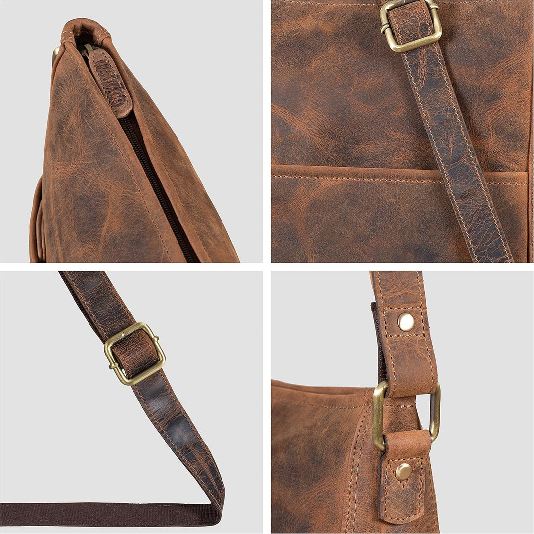 LEABAGS Leder Handtasche Damen I Premium Echtleder Umhängetasche I Schultertasche I Damentasche I Tr