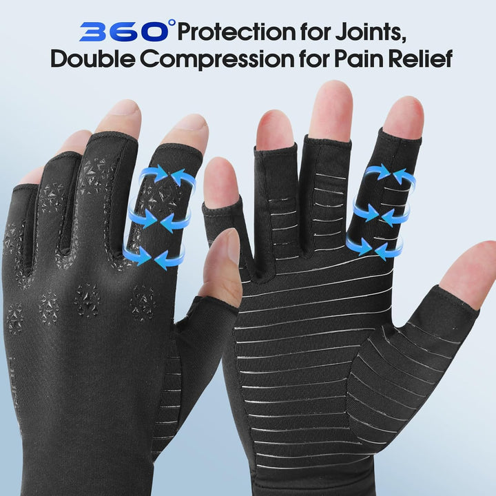 Donfri 2 Paar Kupfer- Arthritis-Kompressionshandschuhe Damen Herren Schwarz (M) M Schwarz (2 Paar),