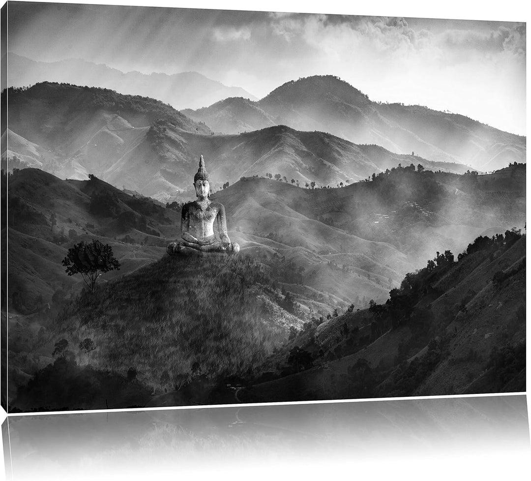 Pixxprint Buddha als Leinwandbild/Grösse: 100x70 / Wandbild/Kunstdruck/fertig bespannt, 100x70