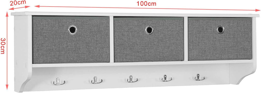 SoBuy Wandgarderobe-Set Flurset Flurmöbel Schuhbank mit Sitzfläche Flurgarderobe FSR23-K-W+FRG282-W
