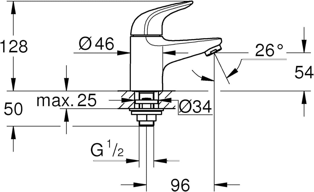 GROHE Swift - Waschtischarmatur (wassersparend, ~13cm hoch, inkl. Montagewerkzeug, Hochdruckarmatur,