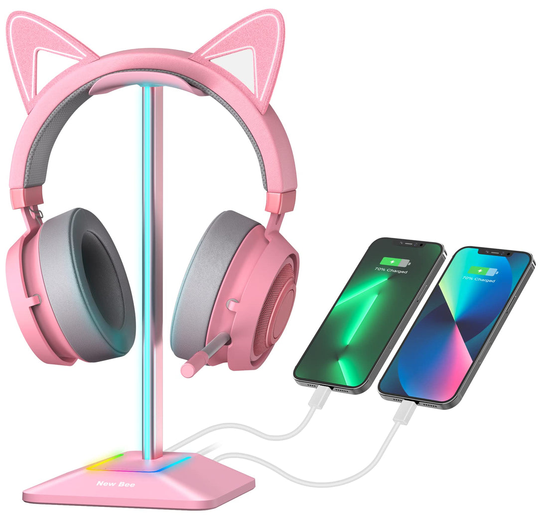 New Bee Kopfhörer Ständer RGB Headset Halterung mit USB Typ-C Ladegeräten und Datenübertragung Unive