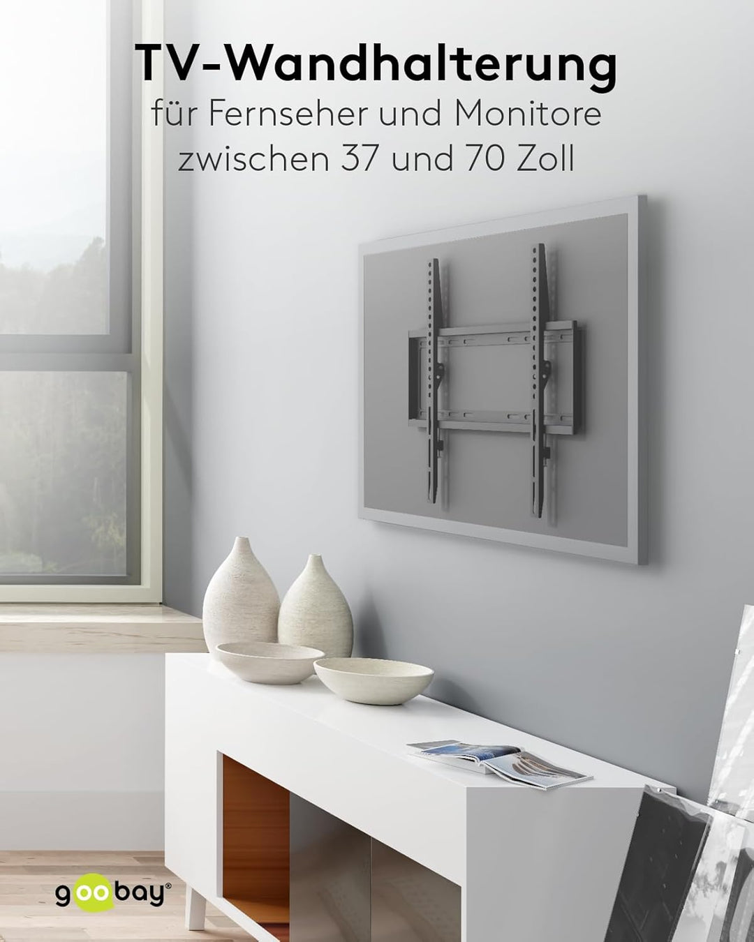 Goobay 49730 Wandhalterung 55 Zoll extra Flache Halterung für grosse Fernseher von 32 bis 55“ bis 35
