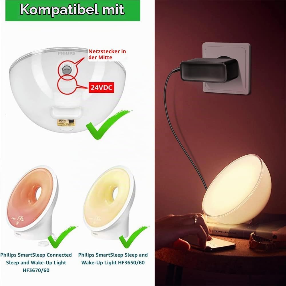 KFD Netzteil 24V Netzadapter Ladegerät für Philips HueGo LED HF12 HF18 HF24 SmartSleep Wake-up Light