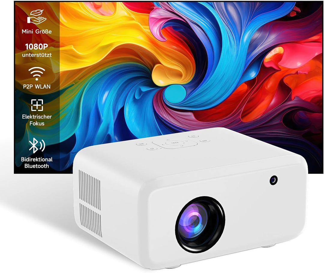 Mini Beamer,VISULAPEX V3PRO Klein Beamer P2P 5G WiFi 12000LM 1080P Unterstützt Mini Projektor Outdoo