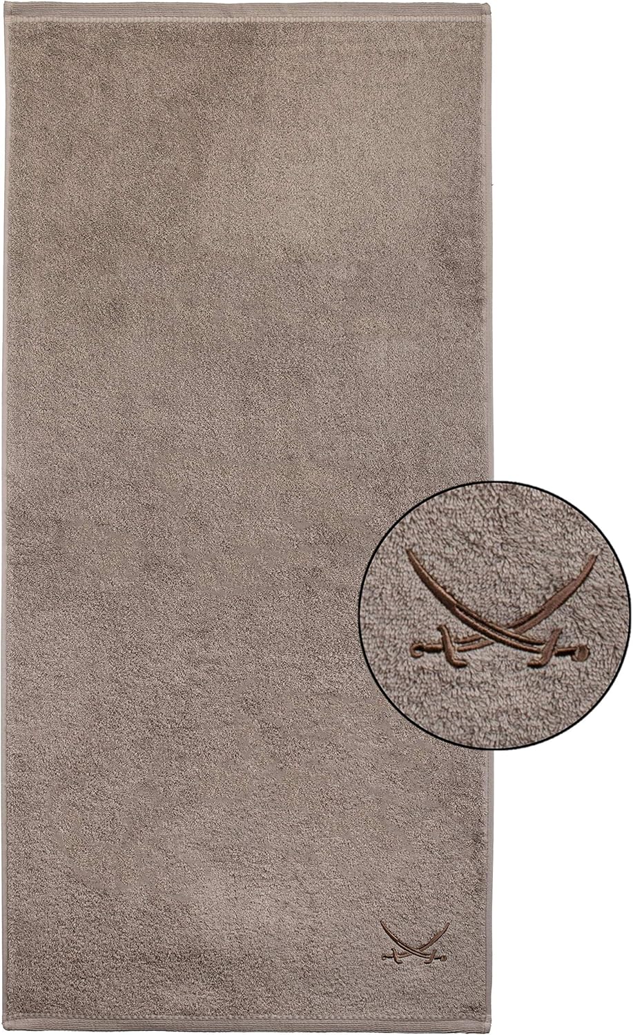 Sansibar Handtuch 6er Set 50x100 cm 100% Baumwolle mit gesticktem Säbel Logo Badtuch Taupe 6er Set T