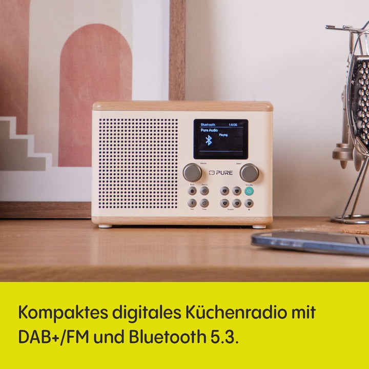 Pure Classic H4 Digitales Küchenradio (DAB+/FM, Bluetooth, USB, AUX, Küchentimer, Wecker) Weiss, Wei