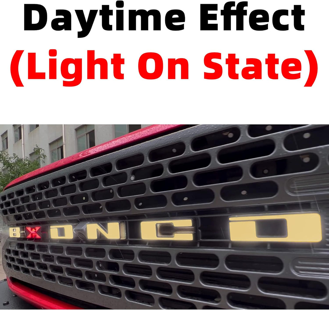 Emblem Logo Bronco LED-Licht für Ford Bronco 2021 2022 2023 2/4 Tür Kühlergrill Emblem Gelb (Nur SUV