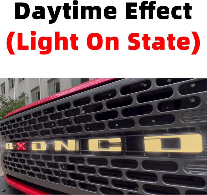 Emblem Logo Bronco LED-Licht für Ford Bronco 2021 2022 2023 2/4 Tür Kühlergrill Emblem Gelb (Nur SUV