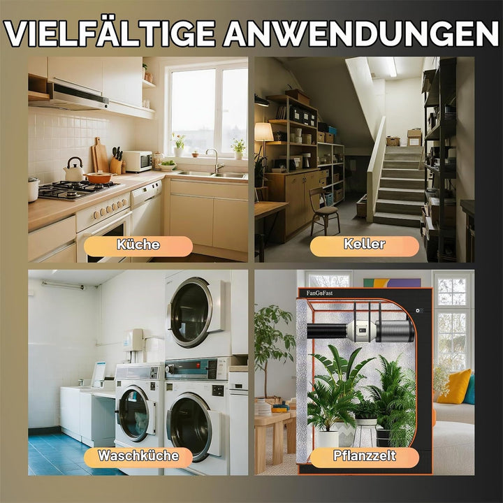 FanGoFast Rauchabzug Rohrventilator 100 mm Inline-Kanalventilator Abluftventilator Rohrlüfter 230 V