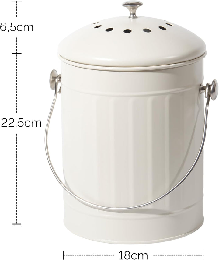GREELUE Biomülleimer Küche 5,5L mit Deckel & Sieb – Geruchsdicht, Spülmaschinenfest – Bioabfallbehäl