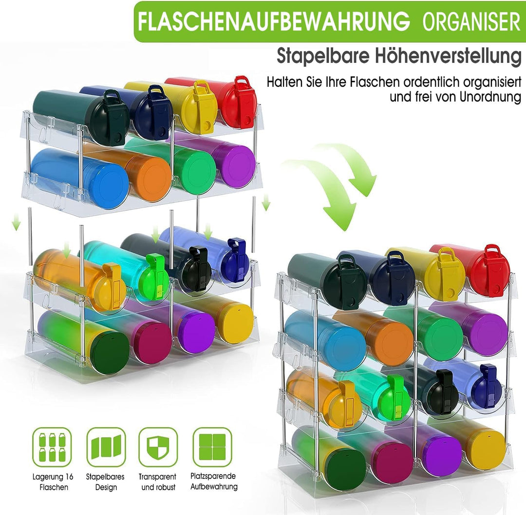 4 Tier Kühlschrank Flaschenhalter, Getränkehalter, Weinregal, klar stapelbar Kunststoff Flaschenabla