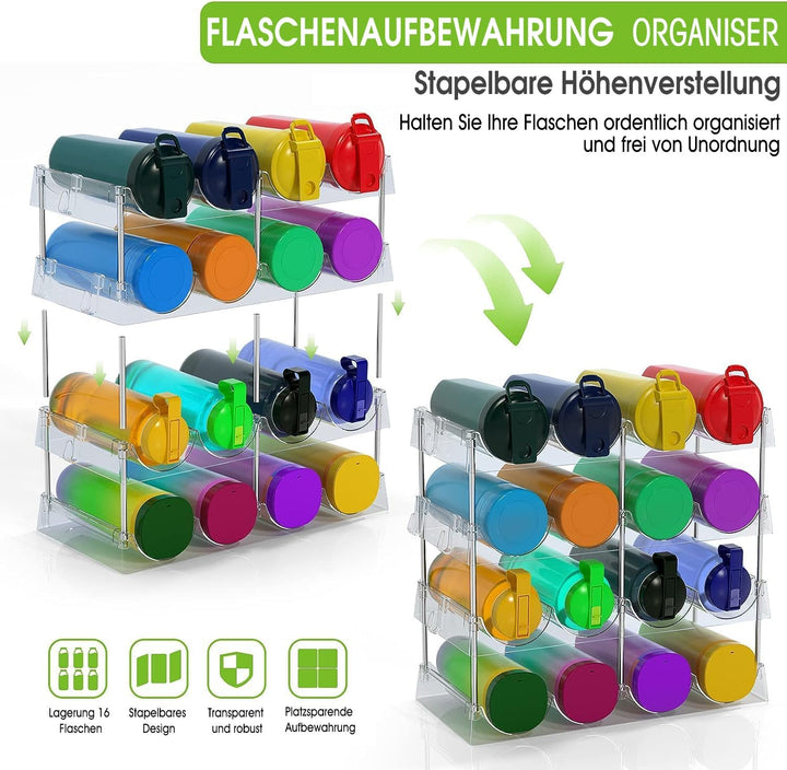4 Tier Kühlschrank Flaschenhalter, Getränkehalter, Weinregal, klar stapelbar Kunststoff Flaschenabla