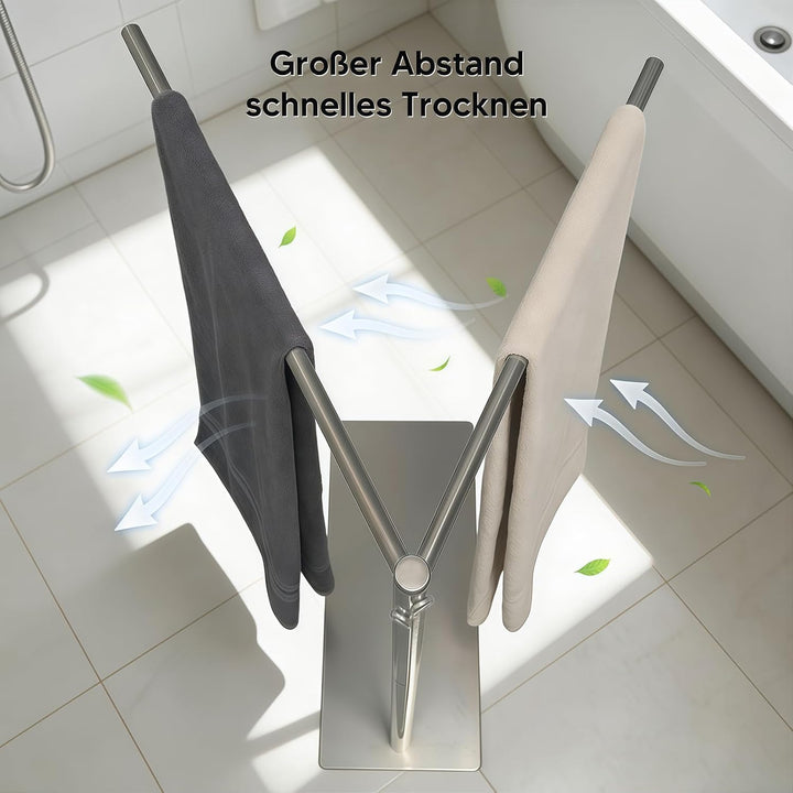 Handtuchhalter stehend – Handtuchständer freistehend mit extra breitem, stabilem Standfuss, platzspa