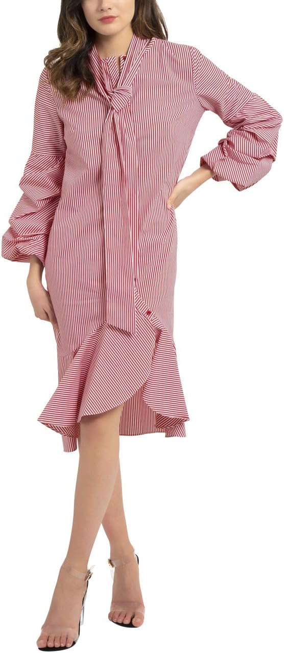 APART Fashion Damen Striped Dress Kleid 38 Rot (Rot-creme Rot-creme), 38 Rot (Rot-creme Rot-creme)