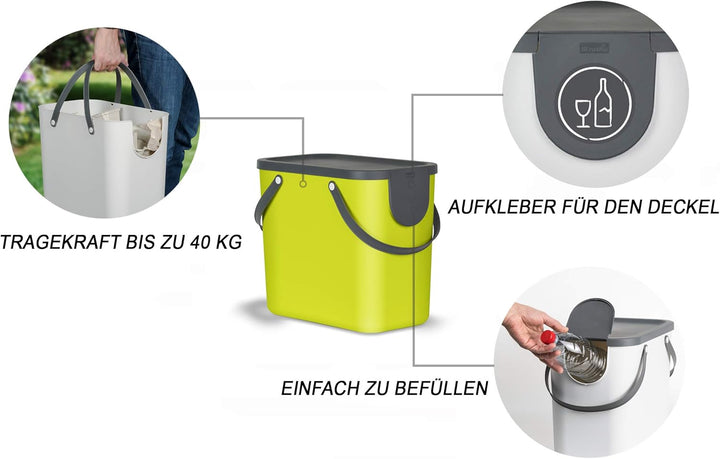 ROTHO Recycling-Müllsystem "Albula" 25 l grün lime grün, Grün