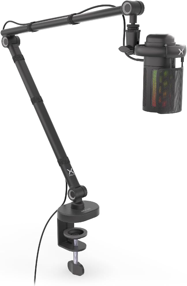KRUX Epic 1000, Computermikrofon, Verstellbarer Arm, Popfilter, RGB-Hintergrundbeleuchtung, 3.5mm mi